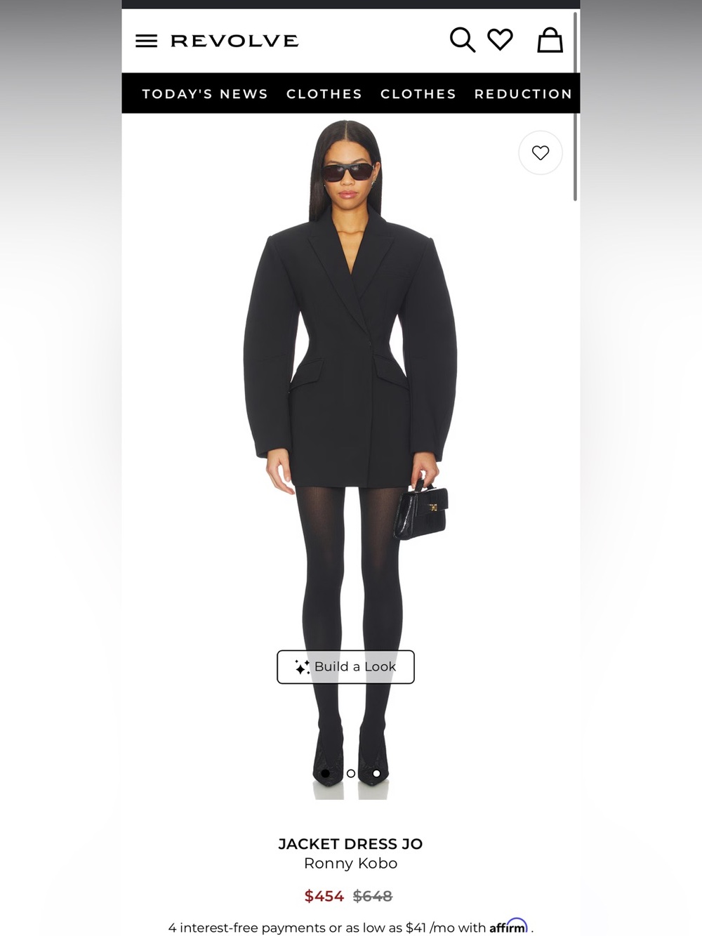 Ronny Kobo Collection Black Structured Oversized Blazer Dress